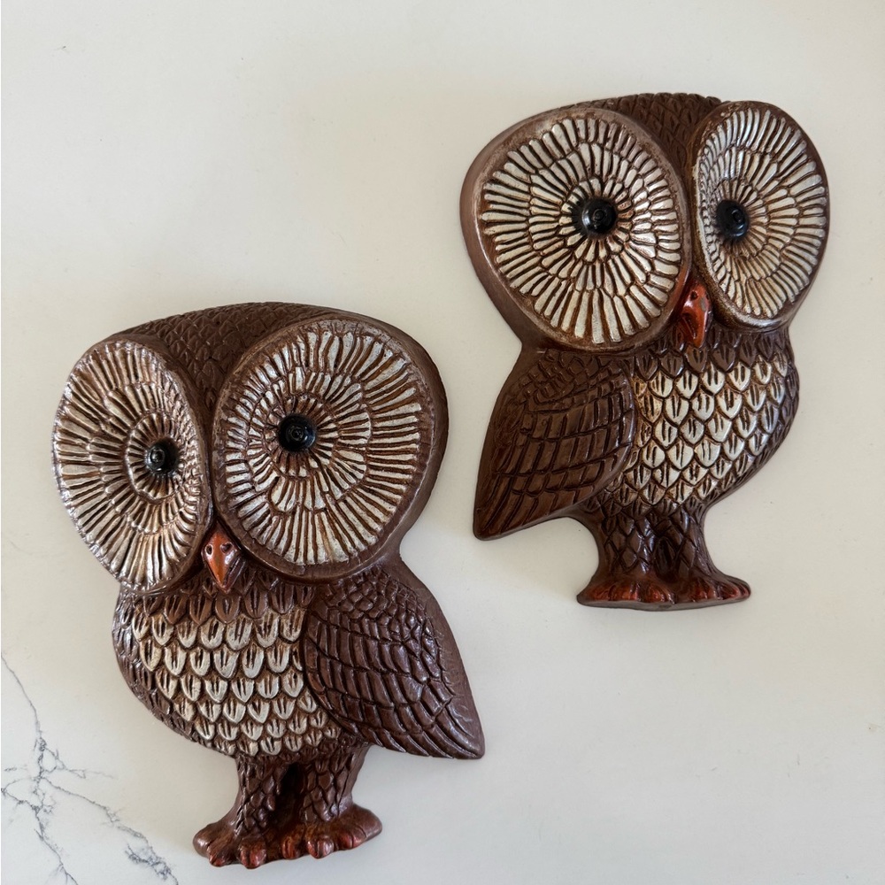 Vintage 1970’s Owl Wall Decor-Set of 2 - Picture 1 of 1